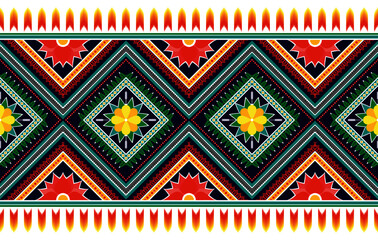 Ikat ethnic seamless pattern design. Aztec fabric carpet mandala ornament boho chevron textile decoration wallpaper. Tribal traditional embroidery patterns vector illustrations background.