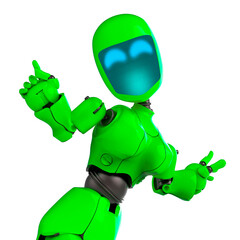 Obraz premium robot girl is dancing in white background close up