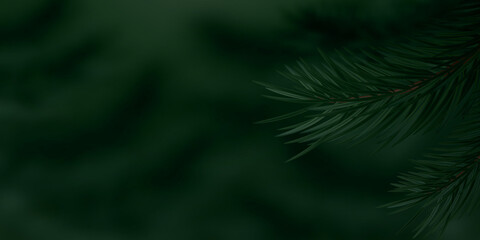 Coniferous twigs closeup. Dark nature background. Realistic looking pine or spruce branches on blurred background. Lush vegetation in a coniferous forest. Copy space. Vector illustration.
