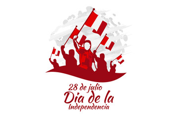 Translate: July 28, Independence day (dia de la independencia) of Peru vector illustration. Suitable for greeting card, poster and banner. 