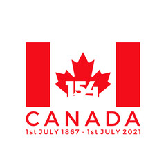 Fototapeta na wymiar 154 Canada. Happy Canada Day. 1st July 2021. National Day of Canada 1867. Logo Vector Illustration. Banner and Greeting Design. Eps 10.