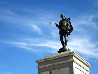 The Miguel de Cervantes Monument locate on the Cervantes Square (Plaza de Cervantes) in his...