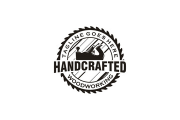 Retro Vintage Woodworking Logo design with Fore Plane / Jack Plane