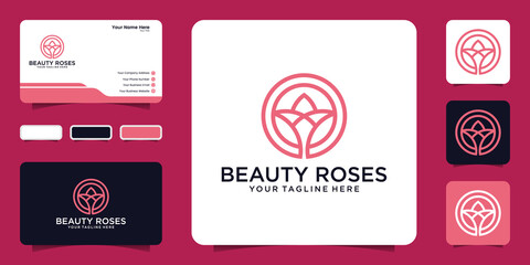 minimalistic floral logo with circle and business card inspiration