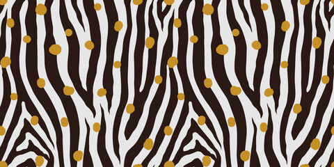 Zebra monochrome seamless pattern. Vector animal skin print. Fashion stylish organic texture.
