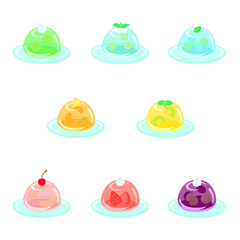 デコレーション付のフルーツ入りゼリー（丸型）＋平皿