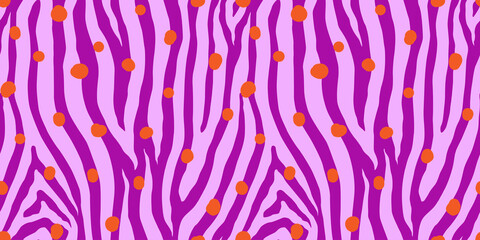 Zebra colorful seamless pattern. Vector animal skin print. Fashion stylish organic texture.