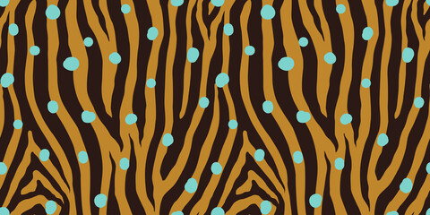 Zebra colorful seamless pattern. Vector animal skin print. Fashion stylish organic texture.