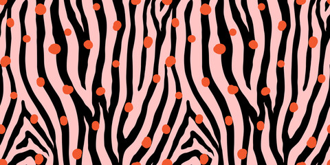 Zebra colorful seamless pattern. Vector animal skin print. Fashion stylish organic texture.