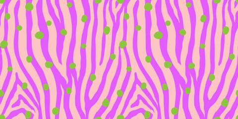 Zebra colorful seamless pattern. Vector animal skin print. Fashion stylish organic texture.