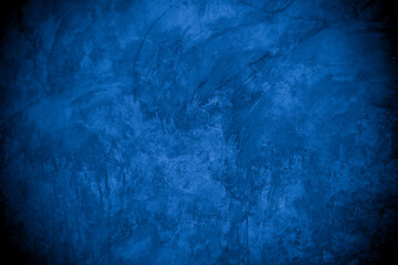 Old wall pattern texture cement blue dark abstract  blue color design are light with black gradient background.