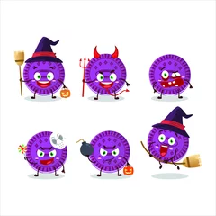 Fotobehang Halloween expression emoticons with cartoon character of grapes biscuit. Vector illustration © kongvector