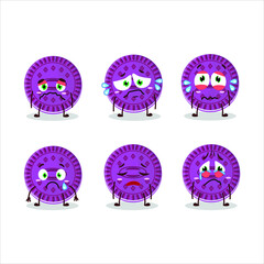 Grapes biscuit cartoon character with sad expression. Vector illustration