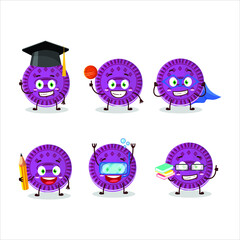 School student of grapes biscuit cartoon character with various expressions. Vector illustration