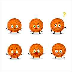 Cartoon character of orange biscuit with what expression. Vector illustration