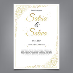 Fototapeta na wymiar gold ornament theme wedding invitation template