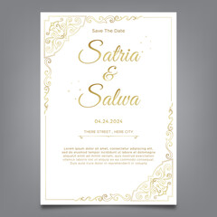 gold ornament theme wedding invitation template