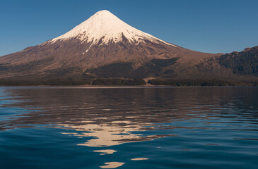 Fototapeta premium adventure, all, all saints lake, background, bariloche, blue, chile, chile volcano, chilean, copy, cruise, district, fjord, forest, glaciier, hike, ice, lago todos los santos, lake, landscape, llanqui