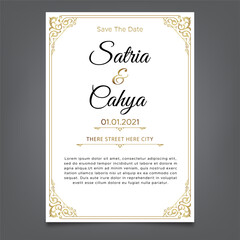 gold ornament theme wedding invitation template