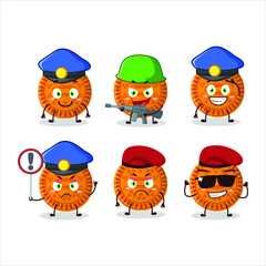 A dedicated Police officer of orange biscuit mascot design style. Vector illustration
