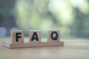 FAQ - text on wooden cubes