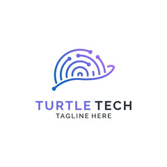 Modern fingerprint technology turtle geometric line art logo design