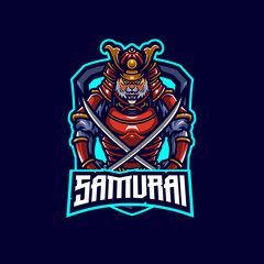 Samurai Tiger Mascot Logo Template