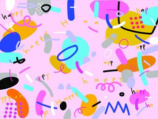 Line and shapes doodle abstract colorful background  ,print ,cover,wallpaper vector illustration design.