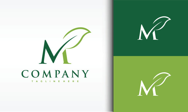 letter M green leaf logo