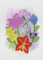 Watercolor hand drawn flowers