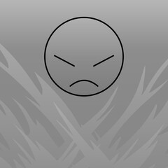Angry face in grayscale with fire 06