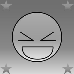 Happy face in grayscale with star 01