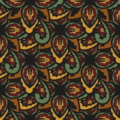 Oriental abstract seamless vector background. Wallpaper in a vintage style template. Indian floral element. Graphic ornament for fabric, packaging, packaging.