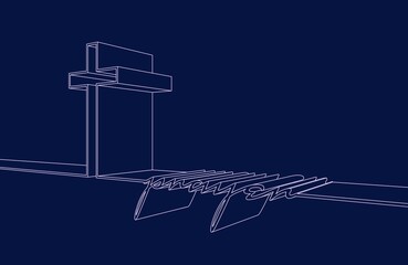 Cross and prayer word connected with line