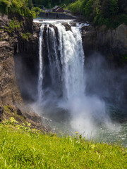 Snoqualmie falls in summer from upper view at Washington State.