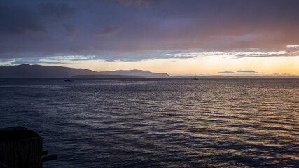 Sunset at Bellingham Bay, Washington. Cornwall Beach Park. Blue hour.