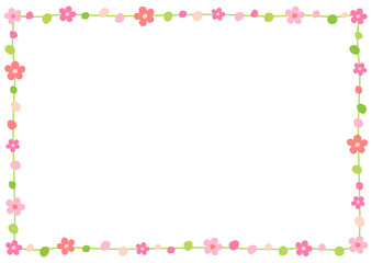 Cute flowers decorative frame isolated on white background.