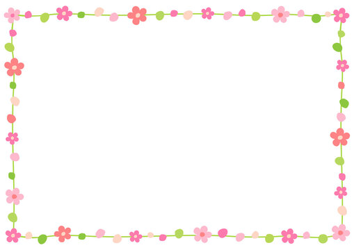 Cute flowers decorative frame isolated on white background.