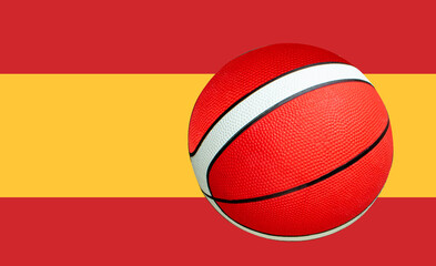 basketball on Spain flag background, sport