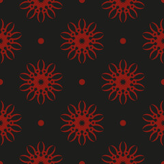 Fototapeta na wymiar Chinese black and red abstract seamless vector background. Wallpaper in a vintage style template. Indian floral element. Graphic ornament for wallpaper, fabric, packaging and paper.
