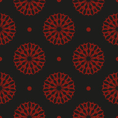 Chinese black and red abstract seamless vector background. Wallpaper in a vintage style template. Indian floral element. Ornament for wallpaper, fabric, packaging and paper.