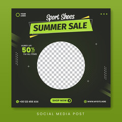 Sport shoes summer sale social media promotion banner template