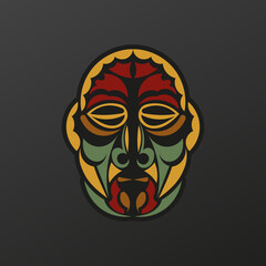 Naklejka premium Polynesia totem mask in baroque color. Luxurious pattern with lace motifs. Isolated. Vector illustration