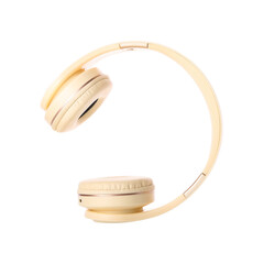 Modern headphones on white background