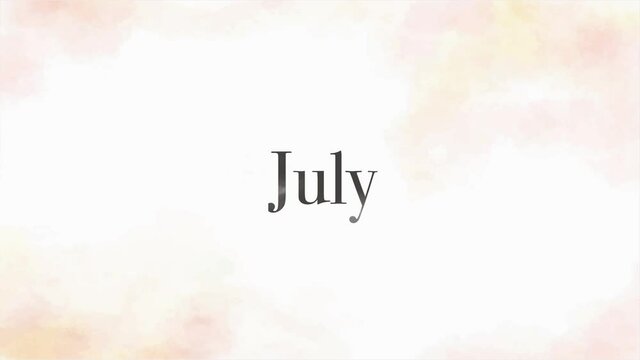 July animated text with watercolor background