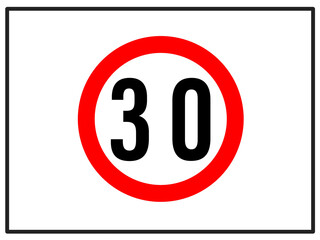 Speed limit control traffic sign, red circle, illustration image