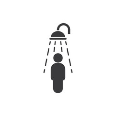 Man taking shower, vector, icon.