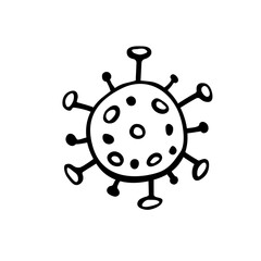 Vector virus icon. The Molecule viral bacteria infection. Coronavirus. Flu laboratory infection test. Contour doodle outline hand drawn
