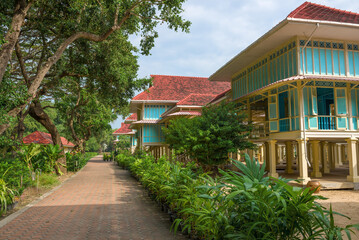 Fototapeta na wymiar On the alleys of the old royal Mrigadayavan Palace. Cha Am, Thailand