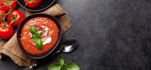 Homemade cooking cold gazpacho soup